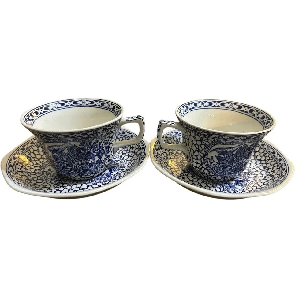 Adams Chinese Bird Real English Ironstone Tea Cup Saucer Set of‎ 2 England